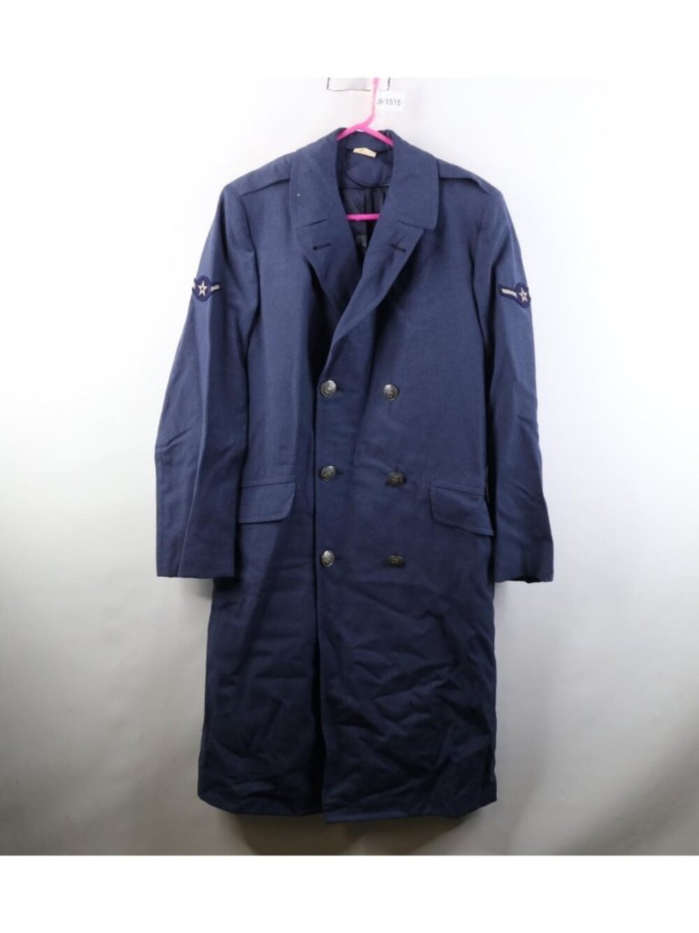 Vtg 60s Vietnam War Mens 39L Distressed AF 1084 Wool Overcoat Jacket Blue USA
